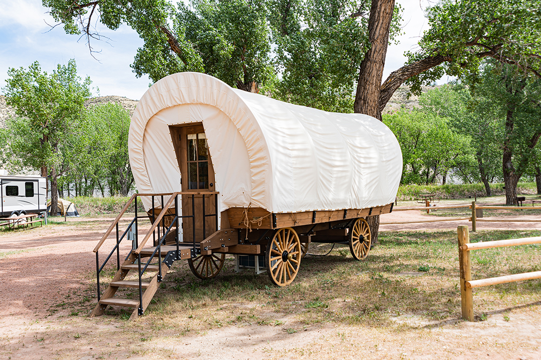 The Conestoga Wagons are a unique place to stay in Medora, North Dakota. Stay in a western wagon in Medora, North Dakota. A place to stay in Medora, North Dakota in a convenient location and affordable price.