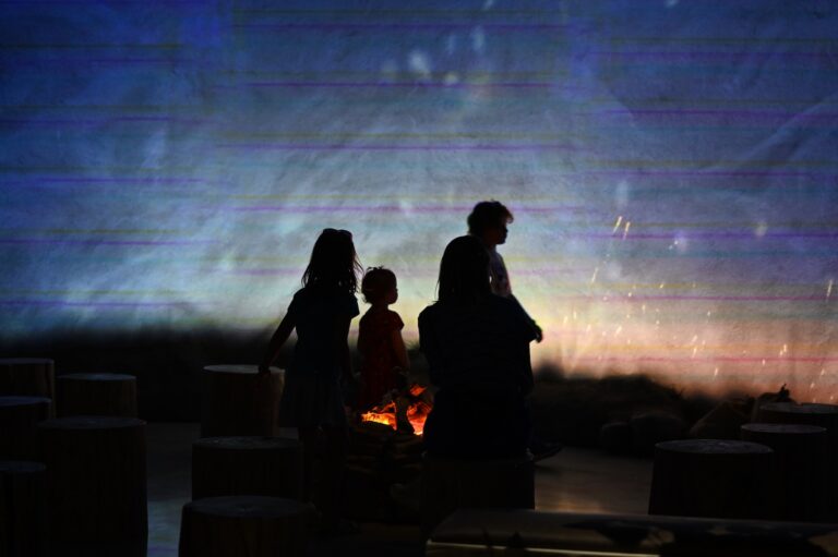 A family enjoys an exhibit at TRPL.